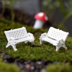 Miniature Park Bench Set, 2 Pcs White, Mini Garden Ornaments, Park Street Seats ... - Image 3