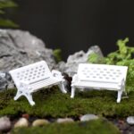 Miniature Park Bench Set, 2 Pcs White, Mini Garden Ornaments, Park Street Seats ... - Image 4