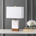 JONATHAN Y 22.5" White and Brass Gold Marble Modern Console LED Table Lamp, Slim... - Image 4