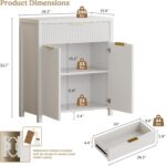 Lulive White Fluted Storage Cabinet with Drawers Buffet Sideboard Cabinet with A... - Image 3
