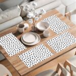 Abstract Black Dots Placemats Set of 4, Placemats for Dining Table,Heat Resistan... - Image 7
