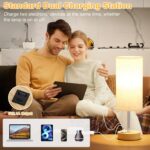 Dicoool Touch Bedside Table Lamp with USB - 3 Way Dimmable Wood Lamp for Bedroom... - Image 5