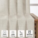Aiyufeng Natural Curtains for Bedroom 63 Inch Length 2 Panel Set, Light Filterin... - Image 4