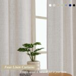 Aiyufeng Natural Curtains for Bedroom 63 Inch Length 2 Panel Set, Light Filterin... - Image 8