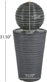 Modern Minimalist Waterfall Fountain with LED Lights, 31.5" H Outdoor Water Foun... - Image 3