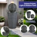 Modern Minimalist Waterfall Fountain with LED Lights, 31.5" H Outdoor Water Foun... - Image 4
