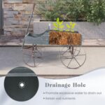 Goplus Wagon Planter, Decorative Wooden Garden Planter with Wheels, 2 Planting S... - Image 5