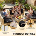 LHBcraft 7-Piece Wicker Outdoor Patio Furniture Set, Modular Rattan Outdoor Furn... - Image 5