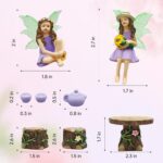 DONABELA Fairy Garden Kit Figurine Set Supplies 2 Fairies Table 2 Chairs Teapot ... - Image 4