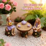 DONABELA Fairy Garden Kit Figurine Set Supplies 2 Fairies Table 2 Chairs Teapot ... - Image 6