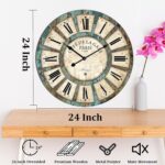 24 Inch Vintage Wall Clock, Roman Numerals Style, Battery Operated, Non-Ticking,... - Image 6