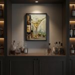 Framed Vintage Olive Martini Glass Cocktail Canvas Wall Art Still Life Bar Cart ... - Image 4
