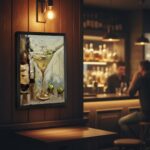 Framed Vintage Olive Martini Glass Cocktail Canvas Wall Art Still Life Bar Cart ... - Image 8