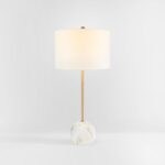 SAFAVIEH Lighting Collection Kyrene Contemporary Gold/White Marble 32-inch Table... - Image 3