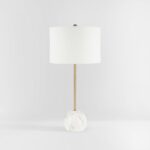 SAFAVIEH Lighting Collection Kyrene Contemporary Gold/White Marble 32-inch Table... - Image 5