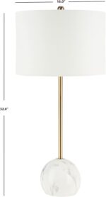 SAFAVIEH Lighting Collection Kyrene Contemporary Gold/White Marble 32-inch Table... - Image 6