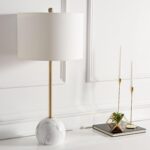 SAFAVIEH Lighting Collection Kyrene Contemporary Gold/White Marble 32-inch Table... - Image 7