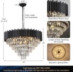A AXILIXI Large Crystal Chandeliers Modern 30”Black Ceiling Chandelier Light Fix... - Image 3