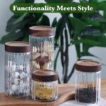 Decorative Borosilicate Glass Jar with Screw Top Airtight Wooden Lid, 28 oz/850m... - Image 9