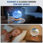 New Luxury Planet Night Light Glass Bedside with Wooden Base 3 Modes - Dimmable ... - Image 4