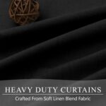 102 Inch Curtains Black Out Linen Blackout Curtains for Bedroom Aesthetic 2 Pane... - Image 4