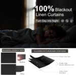 102 Inch Curtains Black Out Linen Blackout Curtains for Bedroom Aesthetic 2 Pane... - Image 5