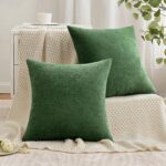 MIULEE Moss Green Couch Pillow Covers 18x18 Inch, Set of 2 Soft Chenille Decorat... - Image 4