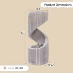 Modern S-Shaped Outdoor Fountain with LED Light, 40” Tall Spiral Column Waterfal... - Image 3
