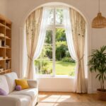 Rustic Semi Sheer Curtain Linen Luxury Window Drapes Birds Leafs Pattern Light F... - Image 3