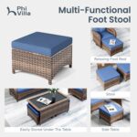 PHI VILLA Patio Furniture Set, 6 Pieces Wicker Outdoor Conversation Set with 2 H... - Image 4