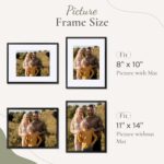 SYNTRIFIC 11x14 Black Picture Frames Set of 6, Photo Frame 8x10 with Mat or 11x1... - Image 5