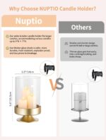NUPTIO Candle Holders for Pillar Candles: Gold Large Holders with Hurricane Glas... - Image 3