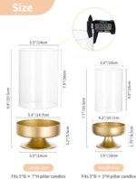 NUPTIO Candle Holders for Pillar Candles: Gold Large Holders with Hurricane Glas... - Image 4
