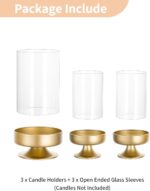 NUPTIO Candle Holders for Pillar Candles: Gold Large Holders with Hurricane Glas... - Image 6