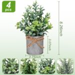 Yoratee Small Artificial Plants Set of 4 Fake Potted Plant with Iron Pot Mini Gr... - Image 3