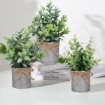 Yoratee Small Artificial Plants Set of 4 Fake Potted Plant with Iron Pot Mini Gr... - Image 4