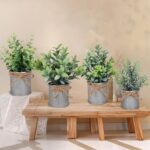 Yoratee Small Artificial Plants Set of 4 Fake Potted Plant with Iron Pot Mini Gr... - Image 5