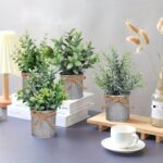 Yoratee Small Artificial Plants Set of 4 Fake Potted Plant with Iron Pot Mini Gr... - Image 6
