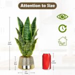 Oairse Artificial Potted Plant, Fake Snake Plant in Gold Pot 16.9 inch Faux Sans... - Image 3
