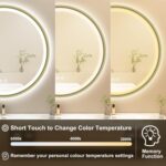 S'bagno 24'' Round Gold LED Mirror for Bathroom with Frontlit & Backlit, LED Van... - Image 5