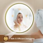 S'bagno 24'' Round Gold LED Mirror for Bathroom with Frontlit & Backlit, LED Van... - Image 6