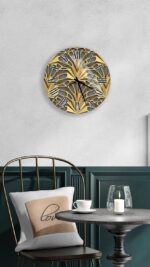 Gold Geometric Wall Clock, Modern Abstract Home Decor, Luxury Tempered Glass Sil... - Image 7
