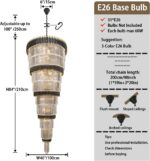 Extra Large Staircase Chandeliers 9-Tier Black and Gold Chandelier Luxury Long C... - Image 4