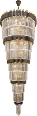 Extra Large Staircase Chandeliers 9-Tier Black and Gold Chandelier Luxury Long C... - Image 8