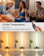 EDISHINE LED Table Lamp, Modern Slim Bedside Lamp with 360° Illumination, Steple... - Image 4