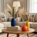 Colorful Ceramic Vase Set, Small Burnt Orange Blue Yellow Vases Home Decor,Fall ... - Image 4