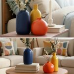 Colorful Ceramic Vase Set, Small Burnt Orange Blue Yellow Vases Home Decor,Fall ... - Image 6