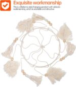 Bohemia Style Leaf Wall Pendant Tassel Hanging Ornament Beige Metal Ring Decorat... - Image 8