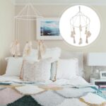 Bohemia Style Leaf Wall Pendant Tassel Hanging Ornament Beige Metal Ring Decorat... - Image 9