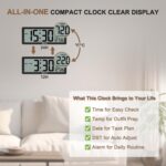 Soobest 8.5 Inch Digital Wall Clock Battery Operated with Backlight, Temperature... - Image 6